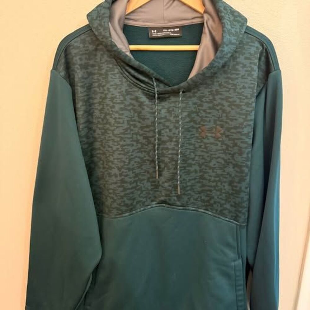 Under Armor 3XL green ColdGear Loose fit Digi texture fleece hoodie digital camo